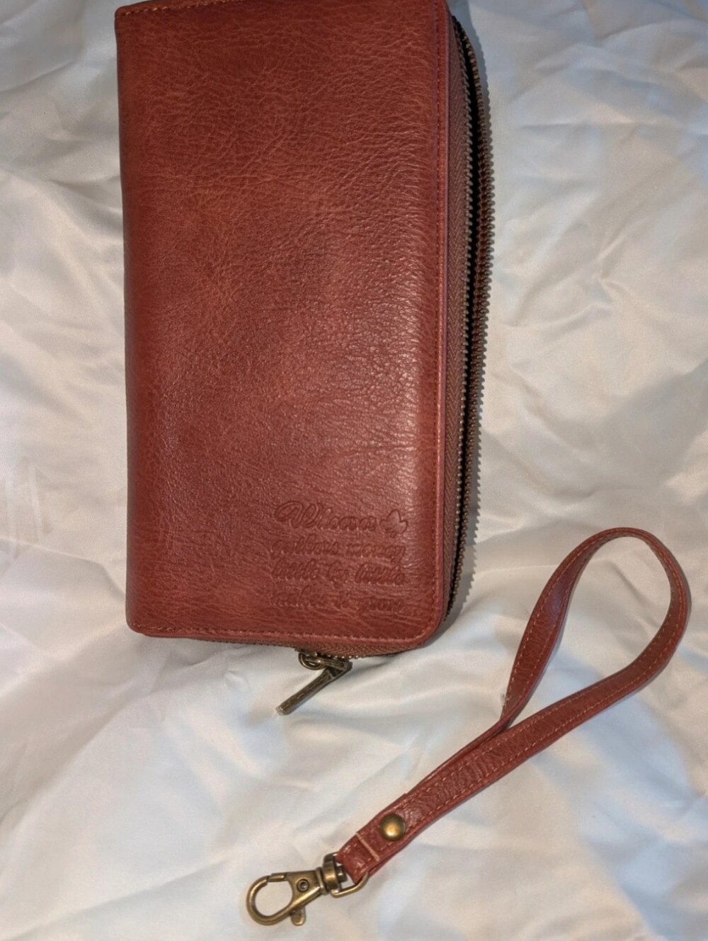 Brown Leather Wristlet